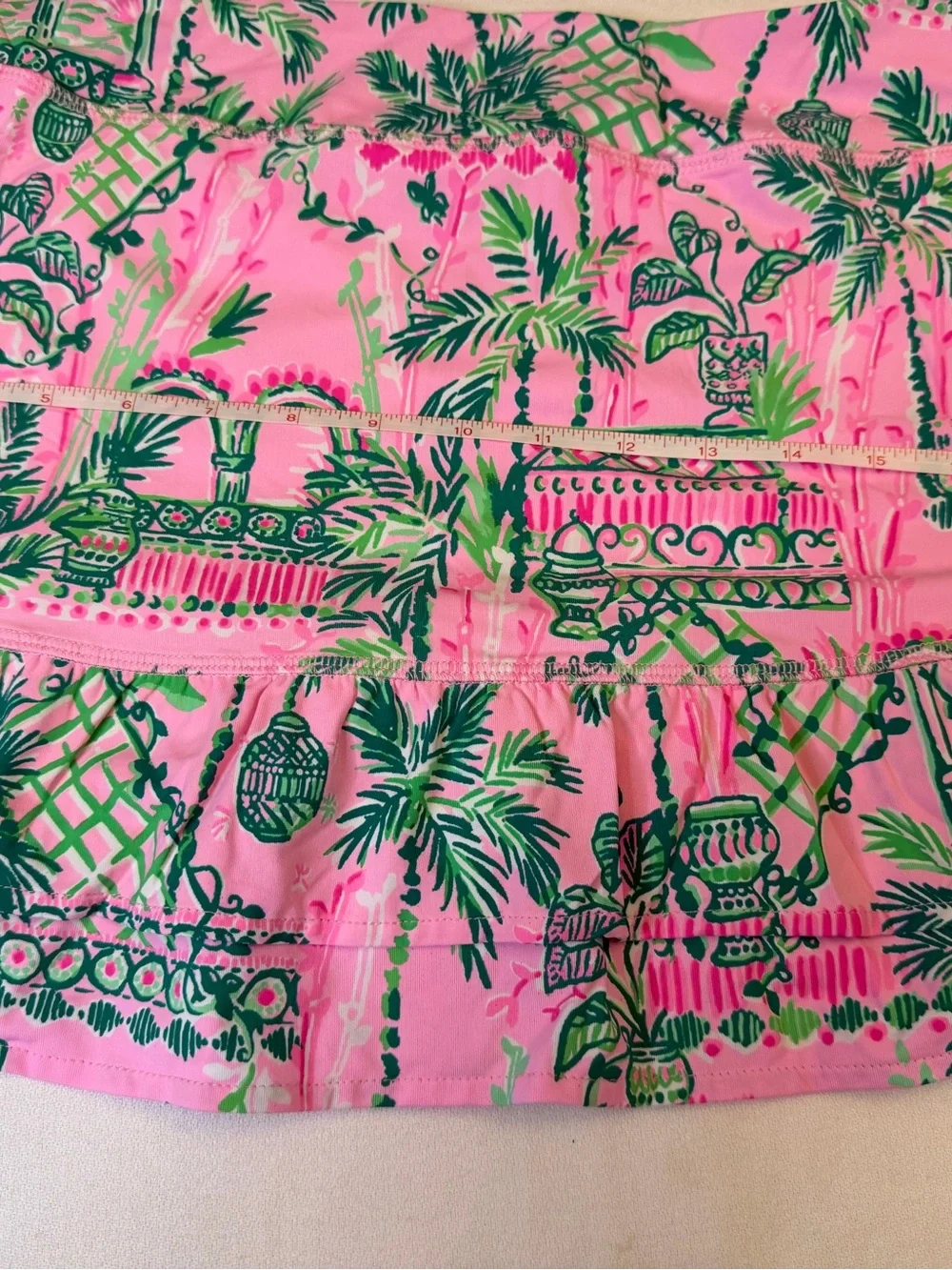 Lilly Pulitzer Fern Luxletic Ruffle Skort M Always Worth It Pink Green Palm